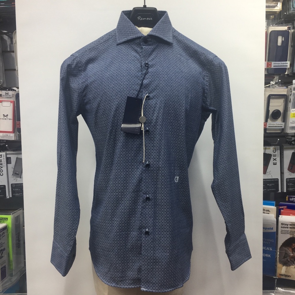 Tru Trussardi Dress Shirt Dark Blue 38 Size